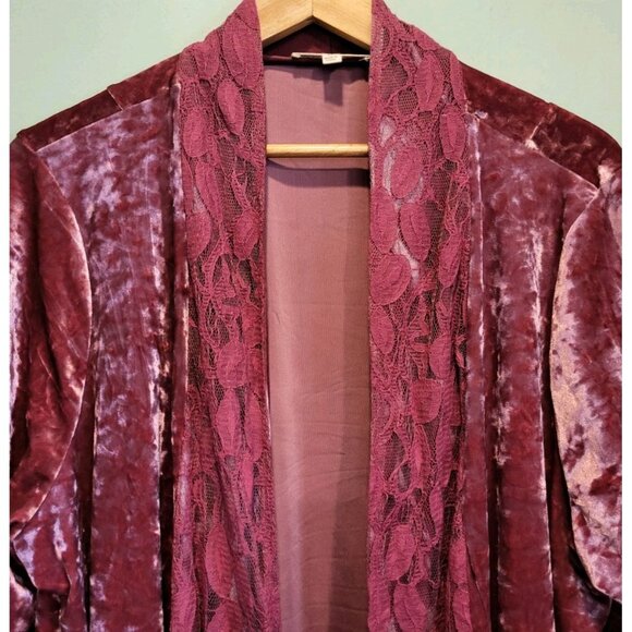 Pink Velvet Lace Mid Length Artsy Open Cardigan Topper Pockets Sz 3X - Picture 2 of 8